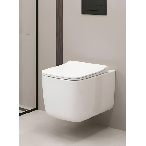 Унитаз подвесной TACITO Aria Tornado безободковый с тонкой крышкой duroplast, soft-close, быстросъемная, белый, CT12033 - картинка 2