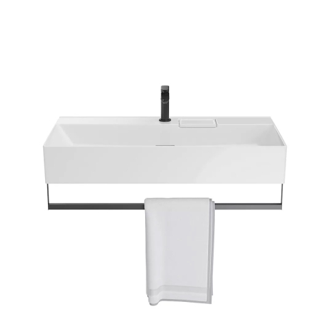 Держатель для полотенец к раковинам LOGICA 90 с крепежом, черный матовый - картинка 2