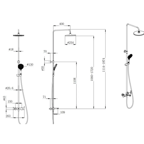 Душевая колонна FONTE на 3 потока  с изливом, смесителем, хром FO.201.KM.CR - картинка 3