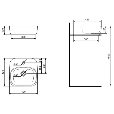 Умывальник Одри Soft 420х420 см накладной																										 - картинка 3