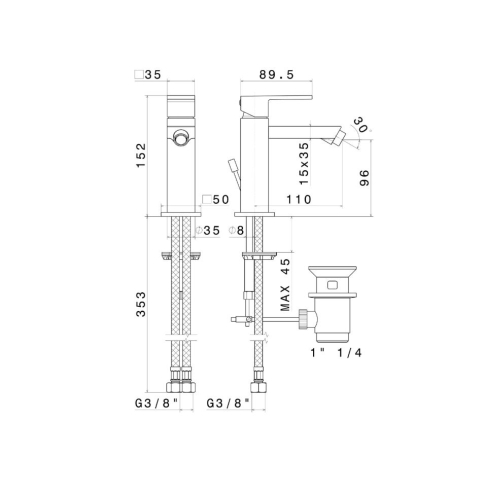 Смеситель для биде FUTURA однорычажный с донным клапаном, хром 66425KM.21.018																														 - картинка 3