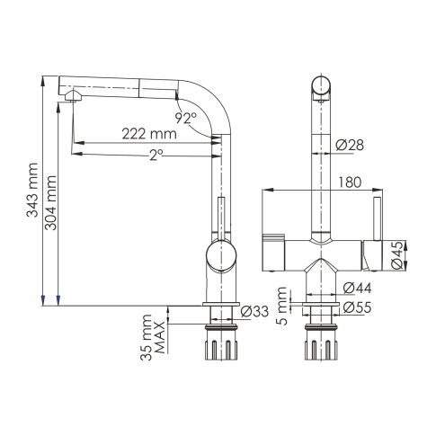 A8997 Смеситель для кухни под фильтр с выдвижным изливом - картинка 4