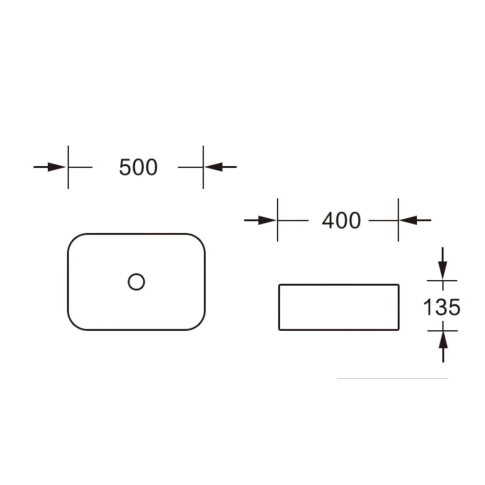 Раковина накладная, прямоугольная 50х40х13,5, белый, CR0084 - картинка 4