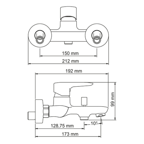 Vils 5601 Смеситель для ванны с коротким изливом - картинка 4