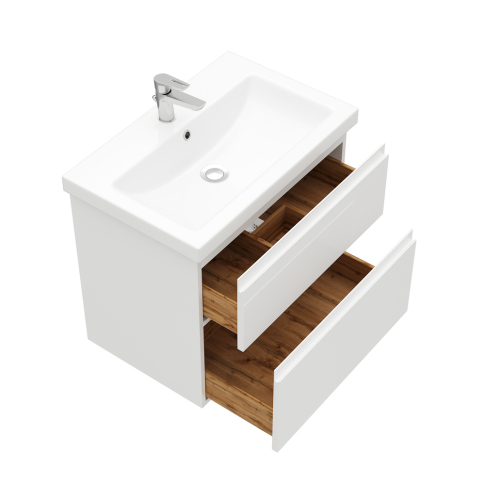 Тумба подвесная Optimum 70 под умывальник Como 70, белый глянец - картинка 3