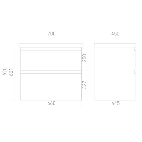 Тумба подвесная Optimum 70 под умывальник Como 70, белый глянец - картинка 5