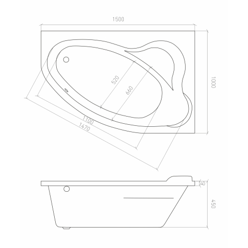 Rosa ванна акриловая правая 150х100 с ножками + Rosa экран для ванны 150 - картинка 5