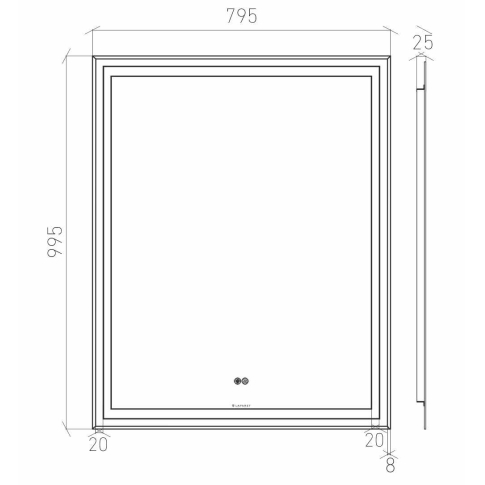 Зеркало Focus 100x80 в раме с LED подсветкой - картинка 5