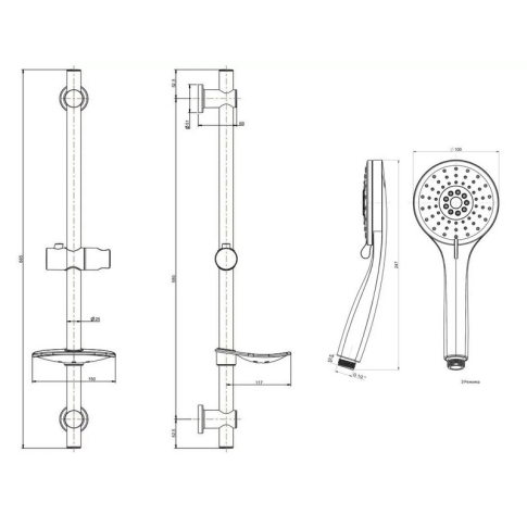 Душевой гарнитур SONATA, матовый черный - картинка 3
