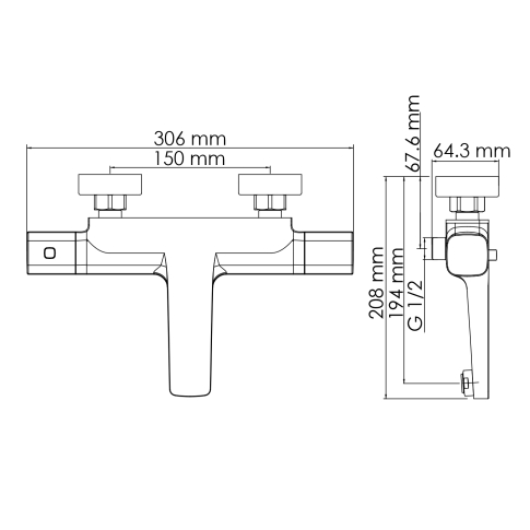 Naab 8611 Thermo Термостатический смеситель для ванны и душа - картинка 3