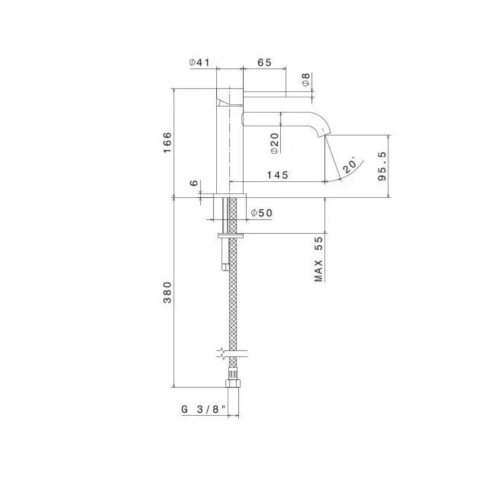 Смеситель для раковины ETERNA однорычажный без донного клапана 3/8, нержавеющая сталь 69612XKM.50.050																														 - картинка 2