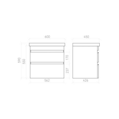 Тумба подвесная SARGAS 60 под умыв-к Cerastyle Frame 60, УЛЬТРА белый глянец, LS-WCAB-60-101 - картинка 6