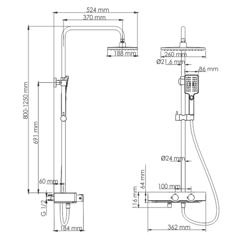 A11401 Thermo Душевой комплект с термостатическим смесителем - картинка 3