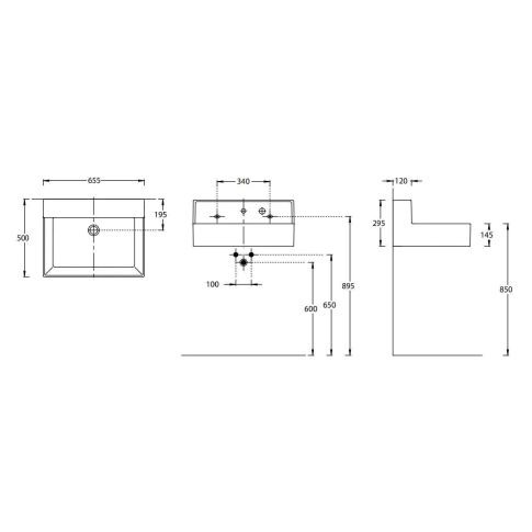 Умывальник Logica M 65 см cо встроенной частью смесителя																								 - картинка 9