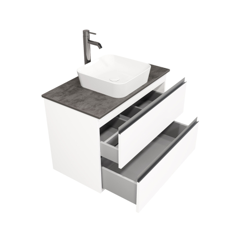 Тумба подвесная ELECTRA 80 со столешницей, УЛЬТРА белый глянец/цинк Нирвана, LE-WCABtop-80-101-513 - картинка 6