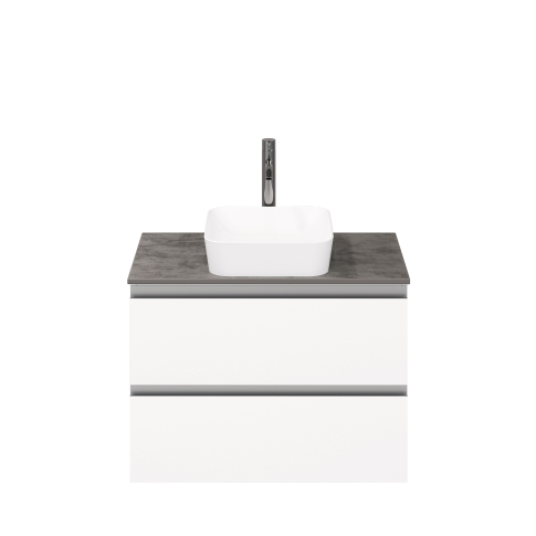 Тумба подвесная ELECTRA 80 со столешницей, УЛЬТРА белый глянец/цинк Нирвана, LE-WCABtop-80-101-513 - картинка 1