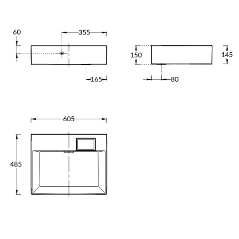 Умывальник Logica 60 см без отверстия под смеситель																											 - картинка 8