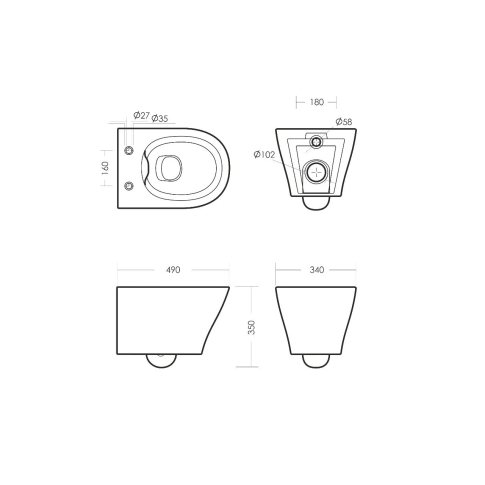 Унитаз подвесной Breeze Rimless, белый - картинка 3