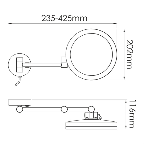 K-1004BLACK Зеркало с LED-подсветкой, 3-х кратным увеличением - картинка 3