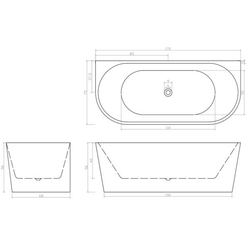 Ванна акриловая приставная Ceruttispa VETTORE W 170*75 см - картинка 5