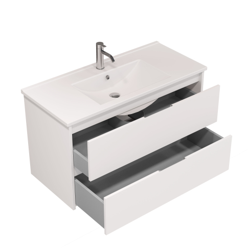 Тумба подвесная NORMA 100 под умыв-к Creavit SU 100, белый шелк матовый, LNO-WCAB-100-411 - картинка 7