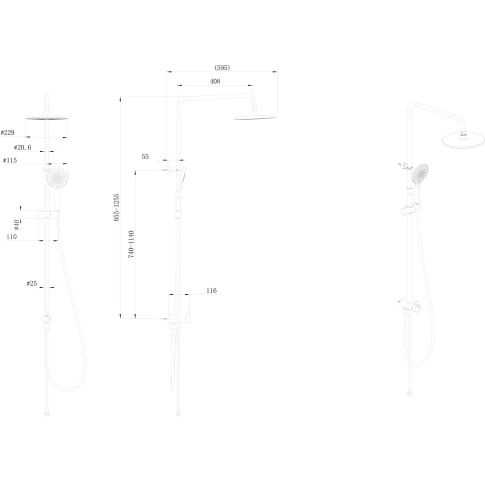 Душевая колонна FONTE на 3 потока  с изливом, смесителем, черный матовый FO.202.KM.BLK.M - картинка 6