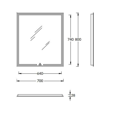 Зеркало MIO 70  прямоугольное белое с LED подсветкой - картинка 2