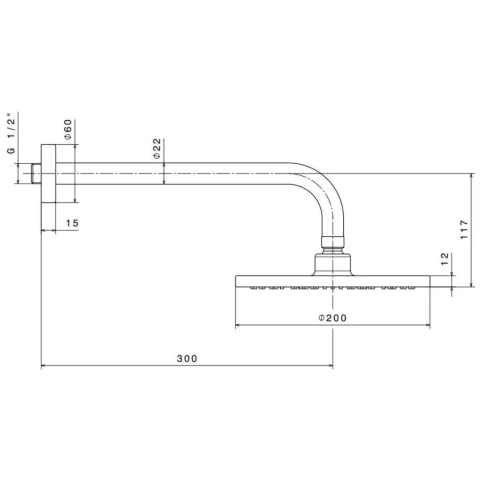 Душевая лейка PIANO "тропический дождь" с кронштейном, хром глянец 69360KM.21.018																														 - картинка 3