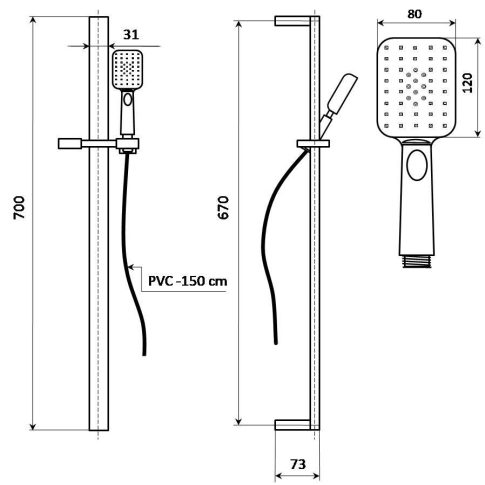 Душевой гарнитур FIORETTO 700 хром - картинка 4