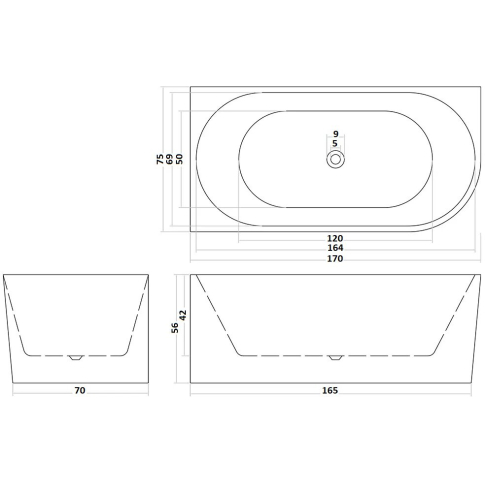 Ванна акриловая приставная Ceruttispa AMI R правая 170*75 см - картинка 3
