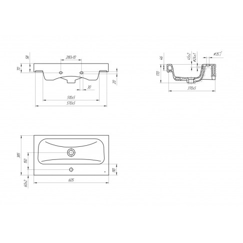 Умывальник на тумбу Moduo 60 slim - картинка 5