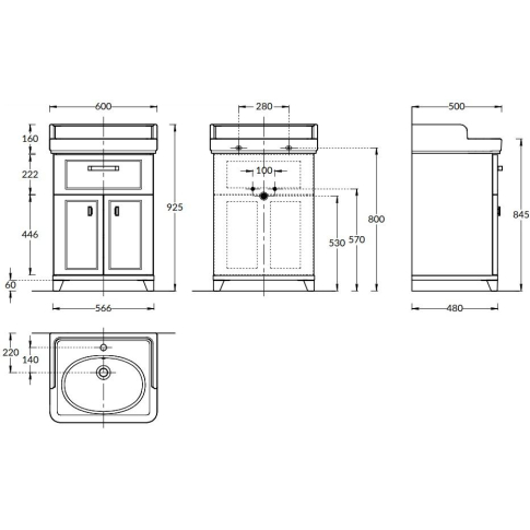 Тумба напольная POMPEI 60 с ящиком и дверцами, белая глянцевая  - картинка 4