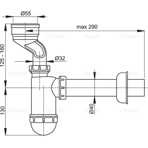 Сифон для писсуара с манжетой A45A-BL-01 - картинка 3