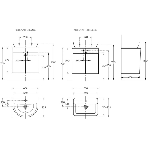Тумба подвесная PRO 60 2 дверцы, белый глянцевый - картинка 5