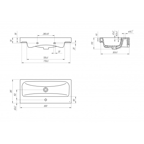 Умывальник на тумбу Moduo 80 slim - картинка 4