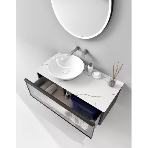 Столешница ICONICO Монте Тиберио 100 см, без отверстия под смеситель, белая матовая - картинка 2