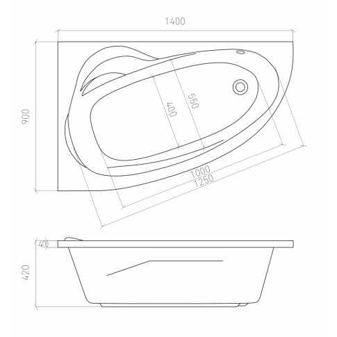 Emilia ванна акриловая левая 140х90 с ножками + Emilia экран для ванны 140 - картинка 5