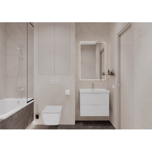 Тумба подвесная NORMA 60 под умыв-к Creavit SU 60, белый шелк матовый, LNO-WCAB-60-411 - картинка 4