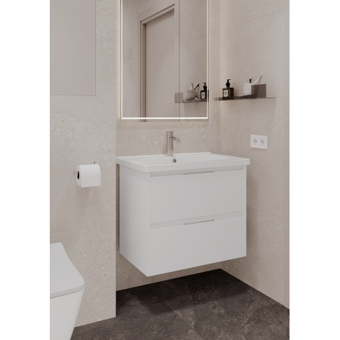 Тумба подвесная NORMA 60 под умыв-к Creavit SU 60, белый шелк матовый, LNO-WCAB-60-411 - картинка 5