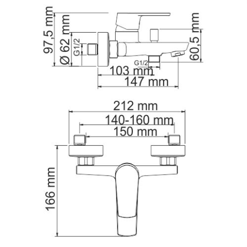Dill 6101 Смеситель для ванны с коротким изливом - картинка 3