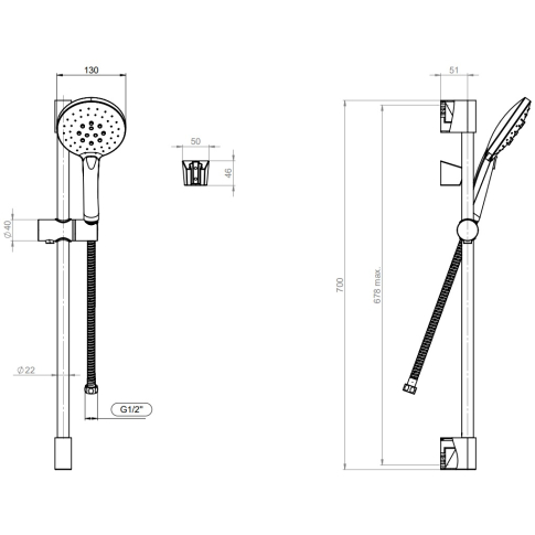 Душевой комплект LAPARET (лейка + шланг) 3 режима N2841002LPT - картинка 3