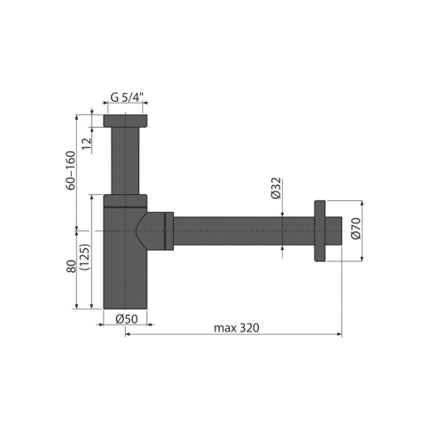 Сифон для умывальника DESIGN цельнометаллический A400BLACK - картинка 3