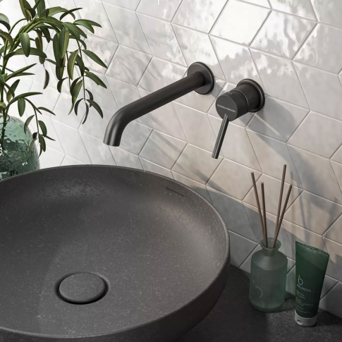Умывальник Safi 46 см накладой, черный камень - картинка 5