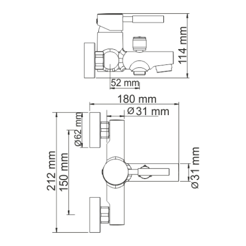 Main 4101 Смеситель для ванны с коротким изливом - картинка 5
