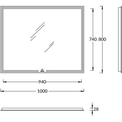 Зеркало MIO 100  прямоугольное белое с LED подсветкой - картинка 2