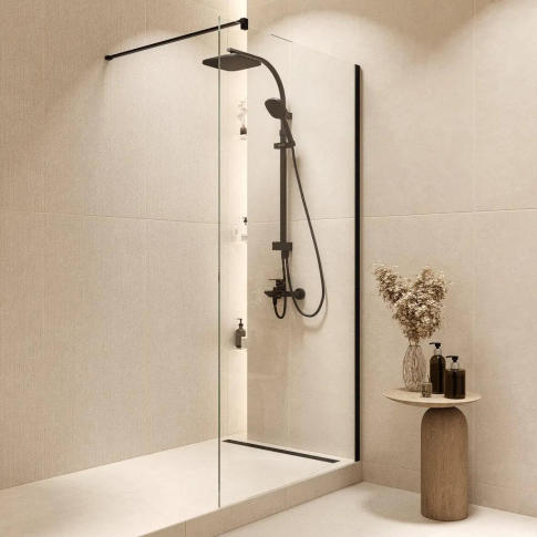 Душевая колонна FONTE на 3 потока  с изливом, термостатом, черный матовый FO.302.KM.BLK.M - картинка 2