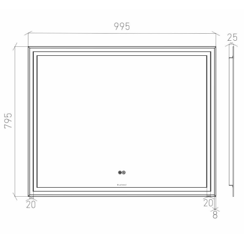 Зеркало Focus 100x80 в раме с LED освещением и подогревом - картинка 9