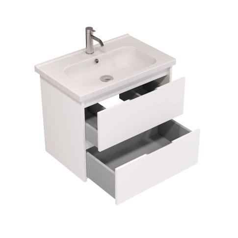 Тумба подвесная NORMA 70 под умыв-к Creavit Ideal 70, белый шелк матовый, LNO-WCAB-70-411 - картинка 7