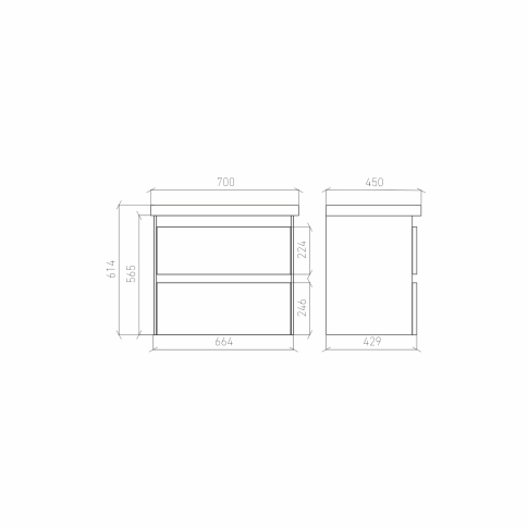 Тумба подвесная NORMA 70 под умыв-к Creavit Ideal 70, белый шелк матовый, LNO-WCAB-70-411 - картинка 8