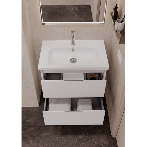 Тумба подвесная NORMA 70 под умыв-к Creavit Ideal 70, белый шелк матовый, LNO-WCAB-70-411 - картинка 10